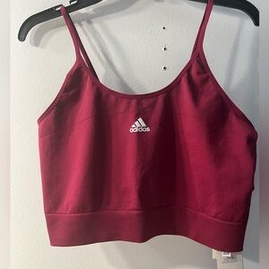 Adidas Maroon and White Aeroknit Crop Top